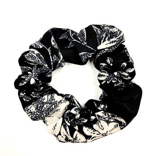 Scrunchies (Floral - black bg/wht)